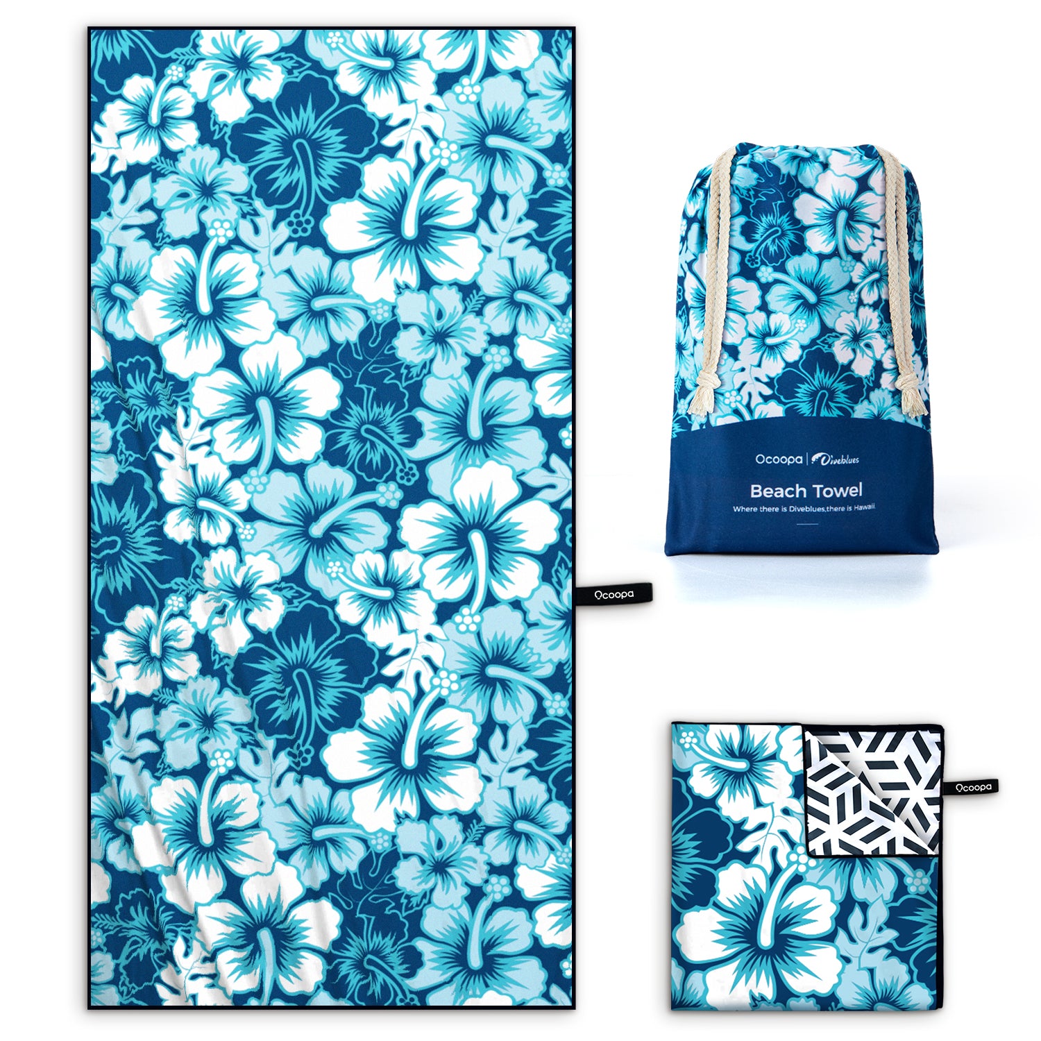 Black Blue Color edge Hand Towel - Hibiscus Linens